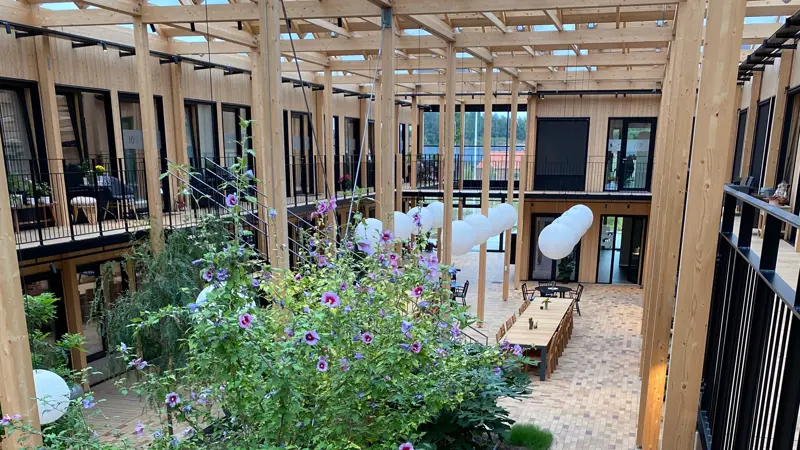 Beplantning atriumgården ved Ibihaven Slagelse